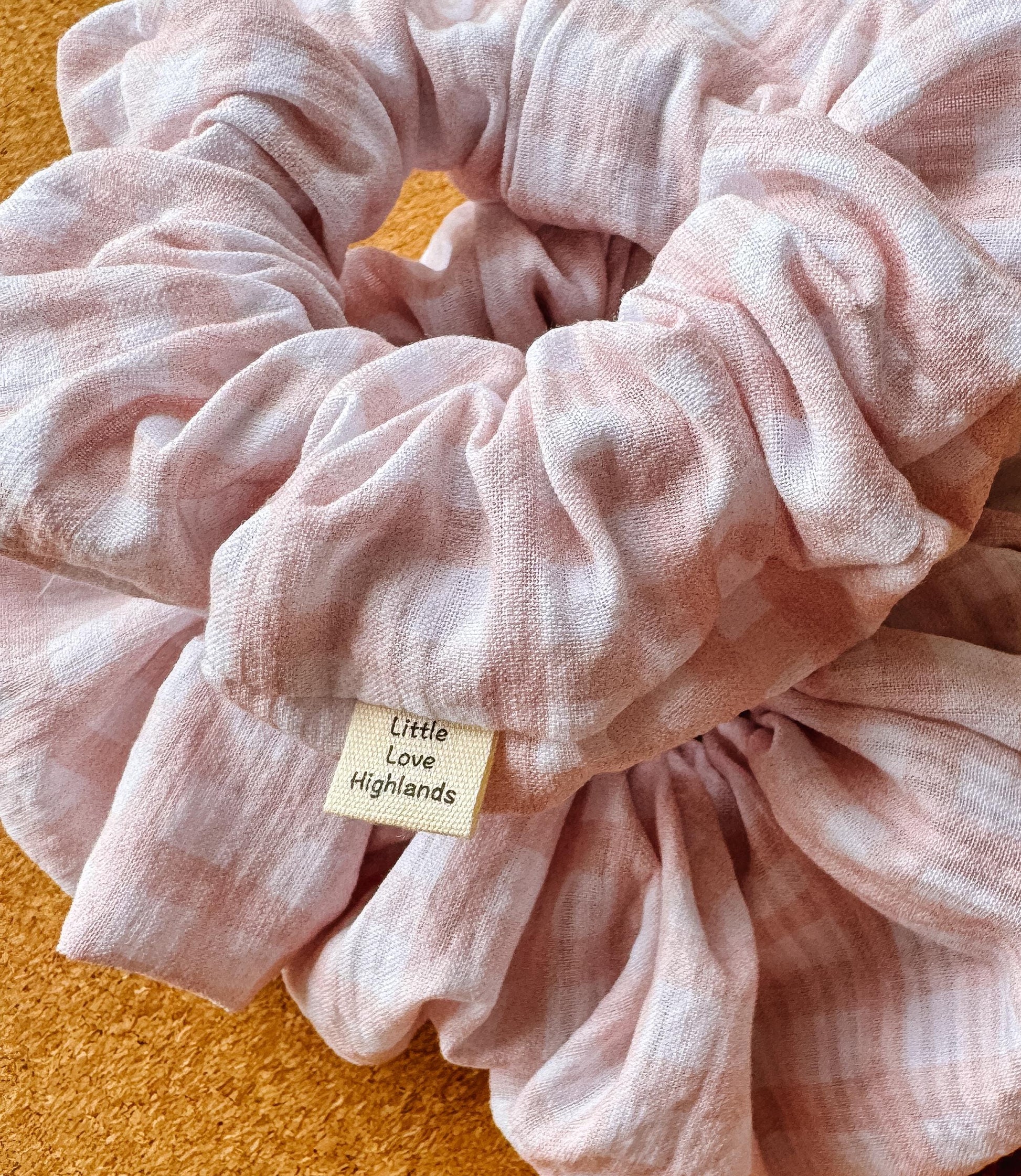 Pale Pink Gingham Scrunchie | XXL scrunchies | seersucker | hair accessories