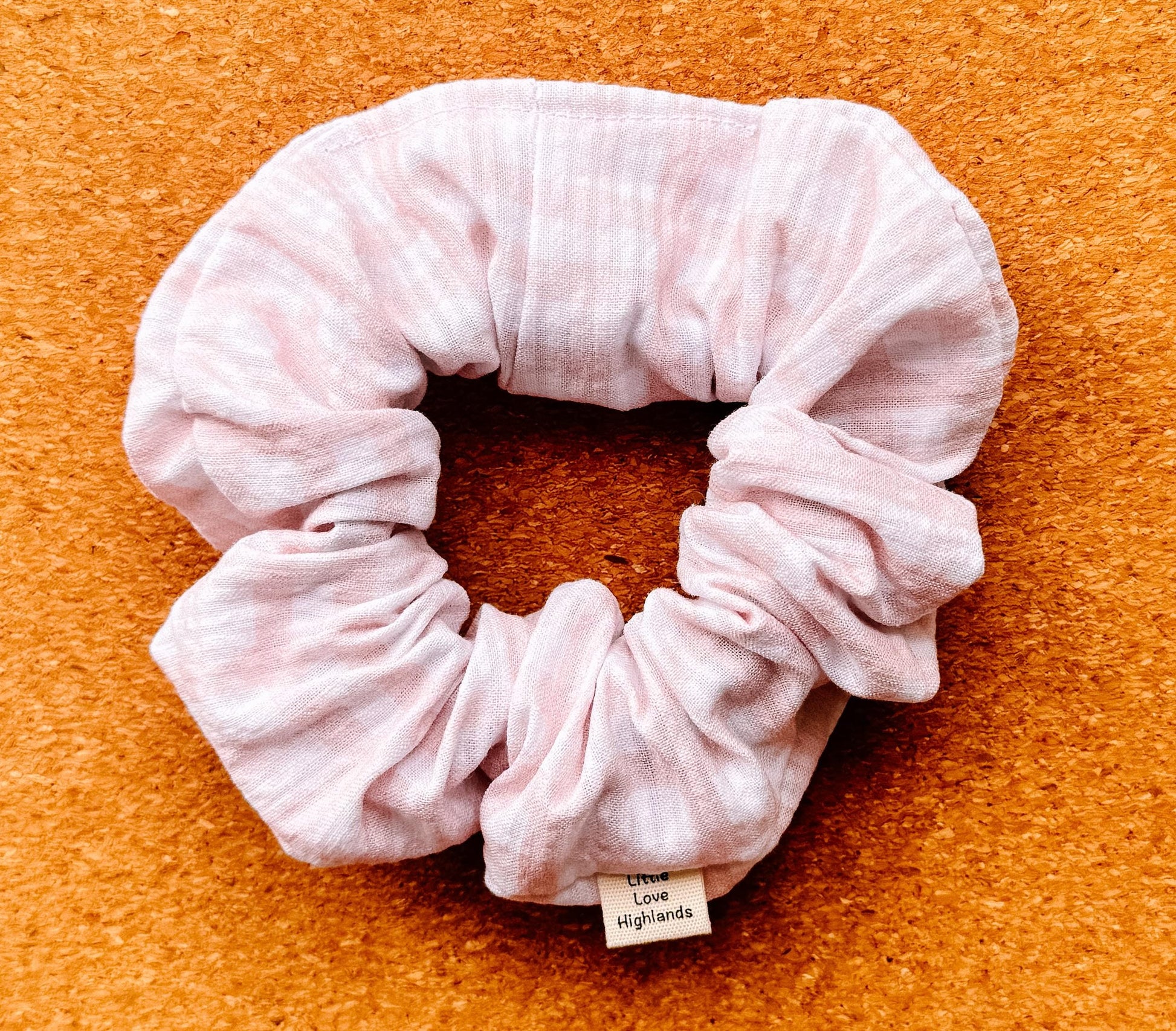 Pale Pink Gingham Scrunchie | XXL scrunchies | seersucker | hair accessories