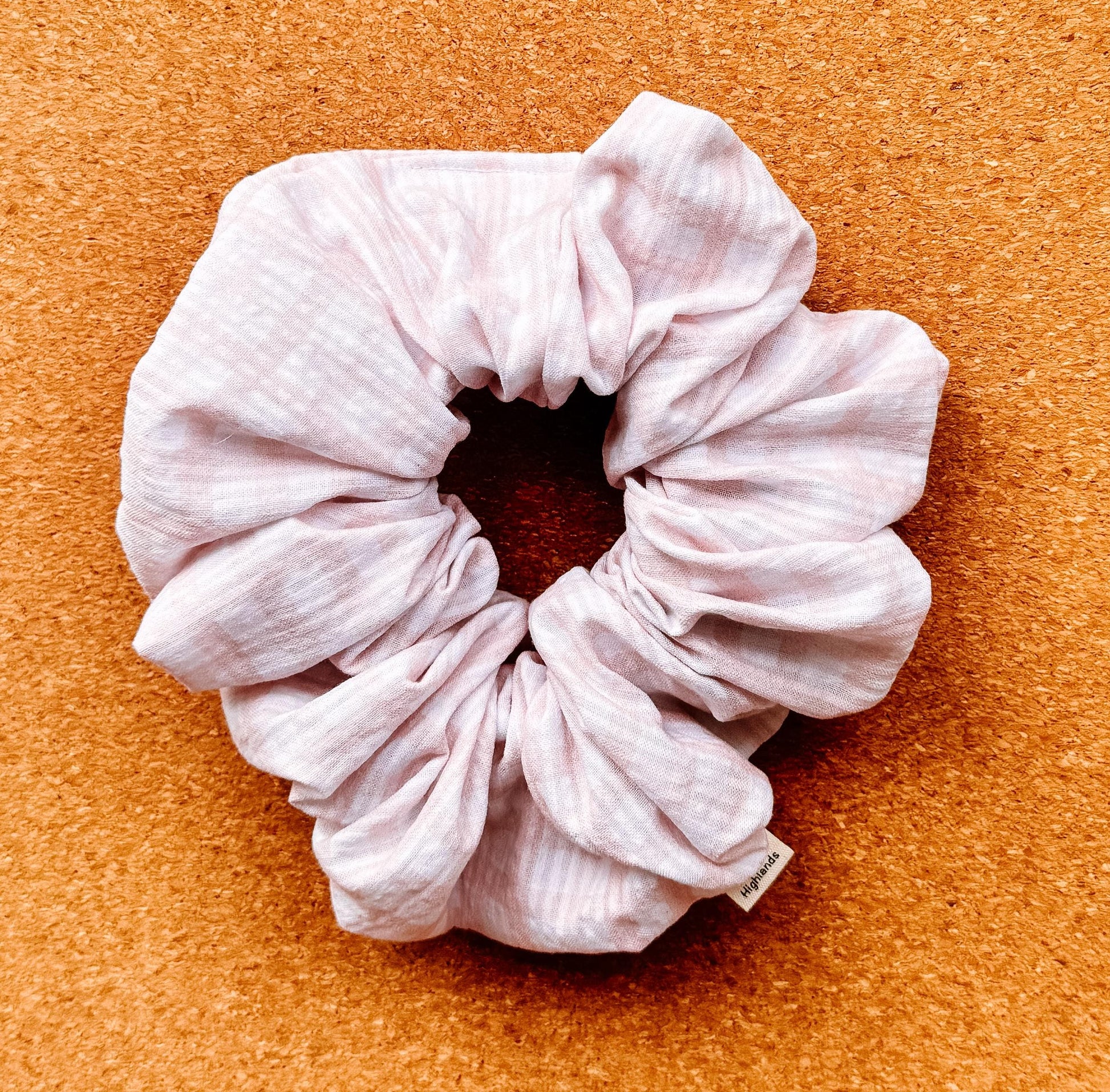 Pale Pink Gingham Scrunchie | XXL scrunchies | seersucker | hair accessories