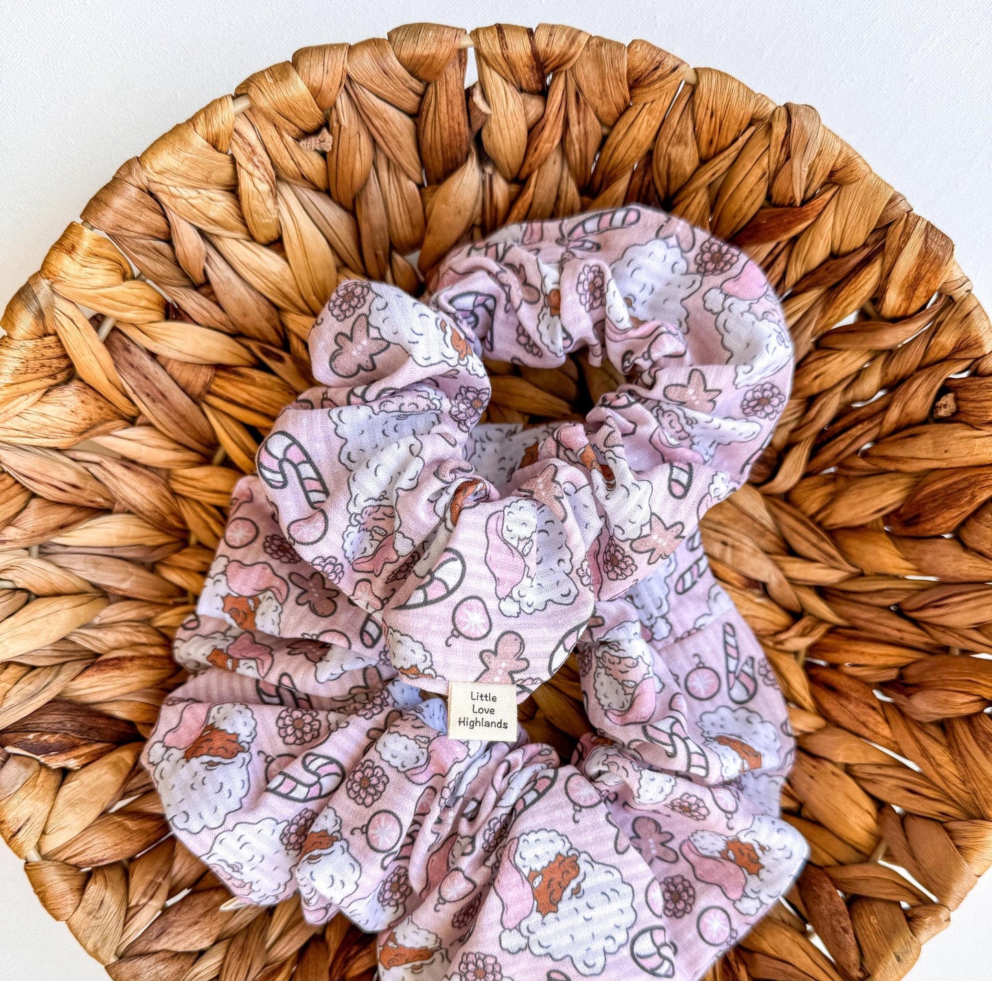 Pastel Pink Santa Scrunchie