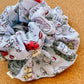 Christmas Cottage Toile Scrunchie