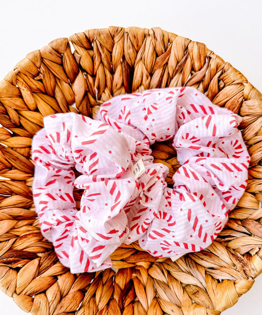 Daisy Candy Canes Scrunchie