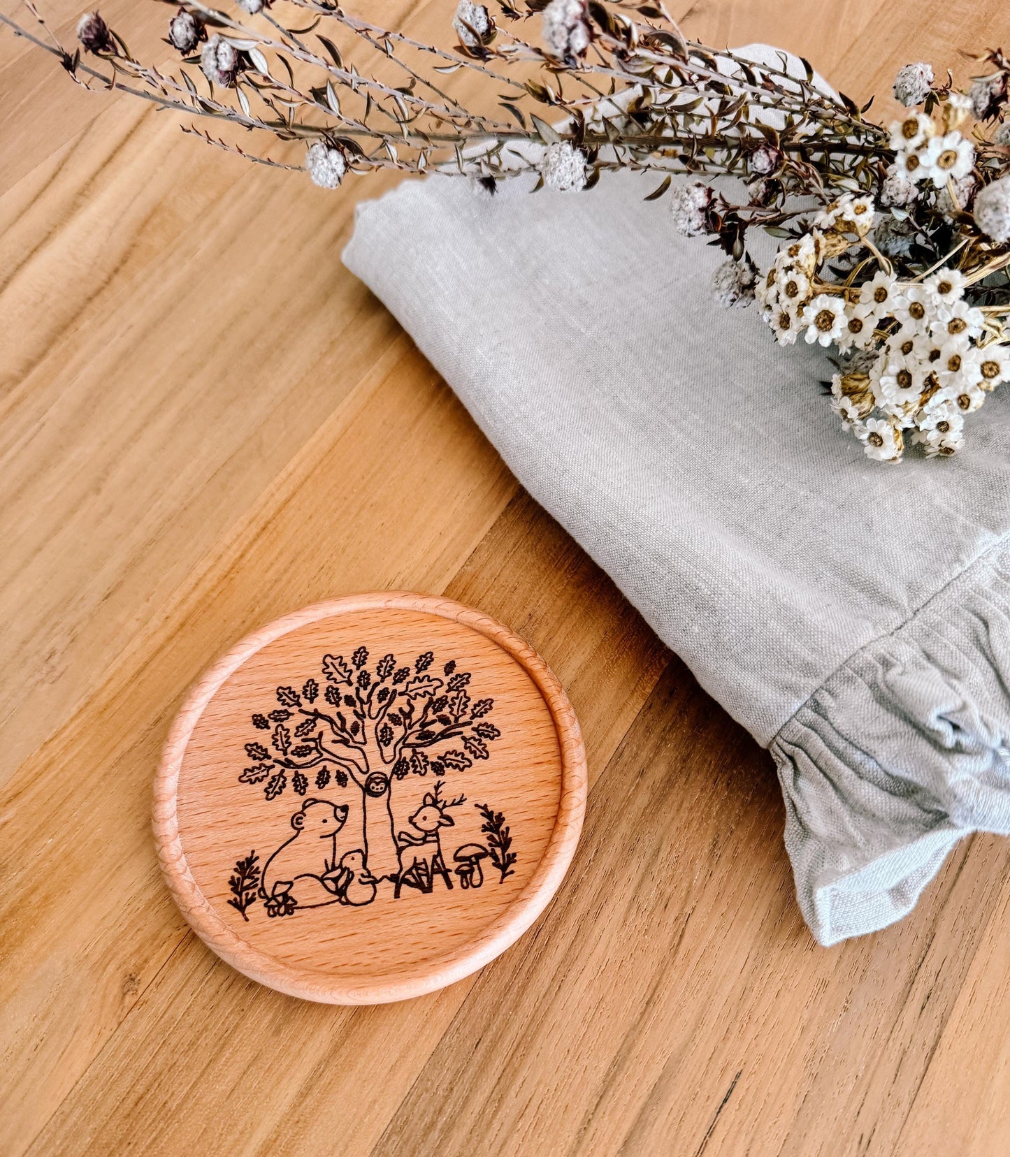 Wooden Coaster | oak tree forest friends | eco friendly | coasters | homewares