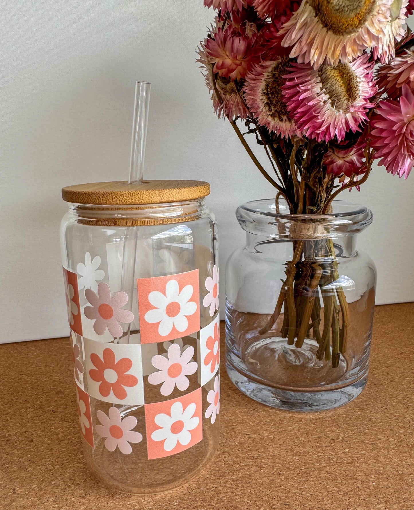 Adorable Daisy glass can | Libbey cup | drinkware | gift ideas