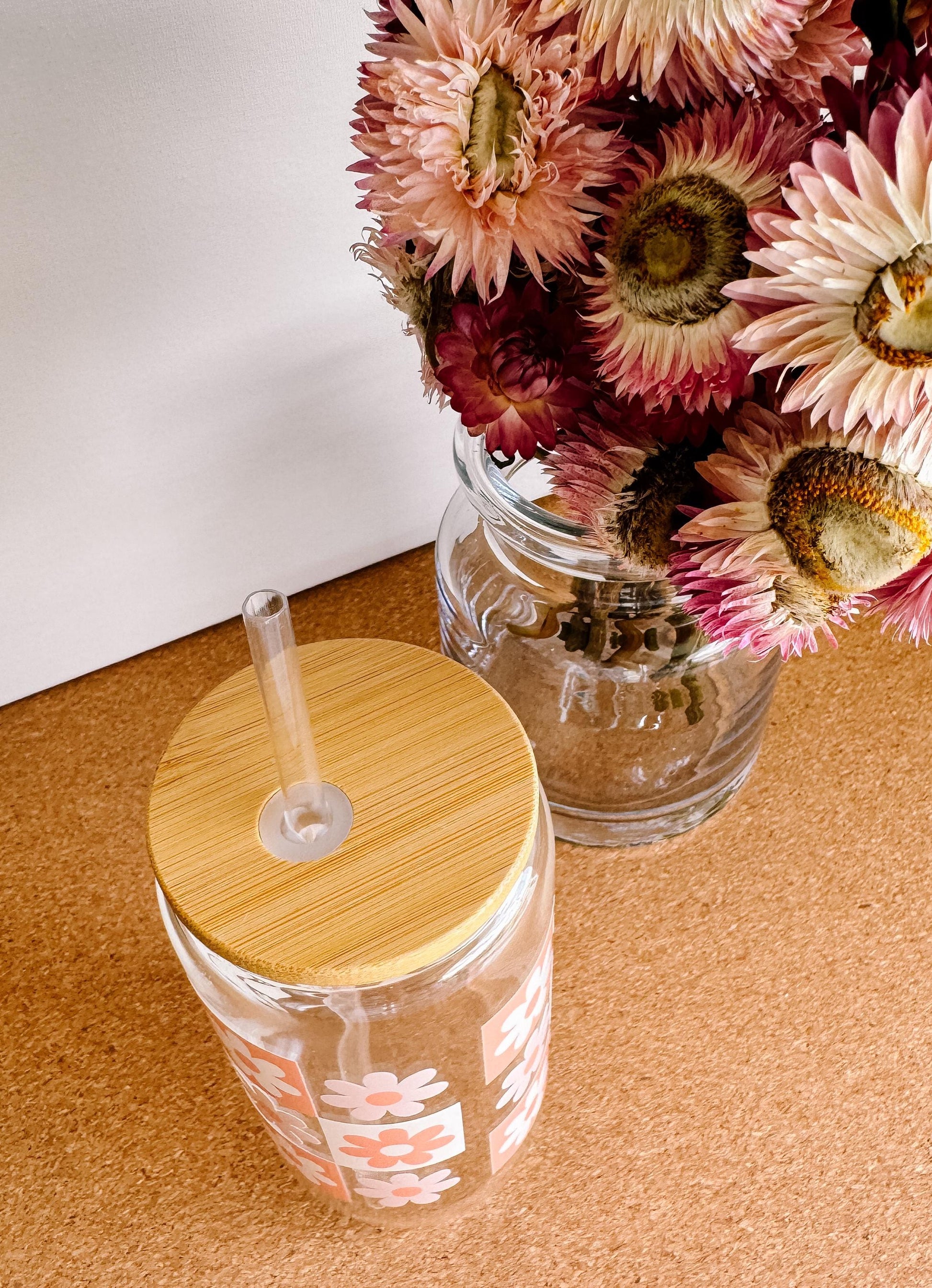 Adorable Daisy glass can | Libbey cup | drinkware | gift ideas