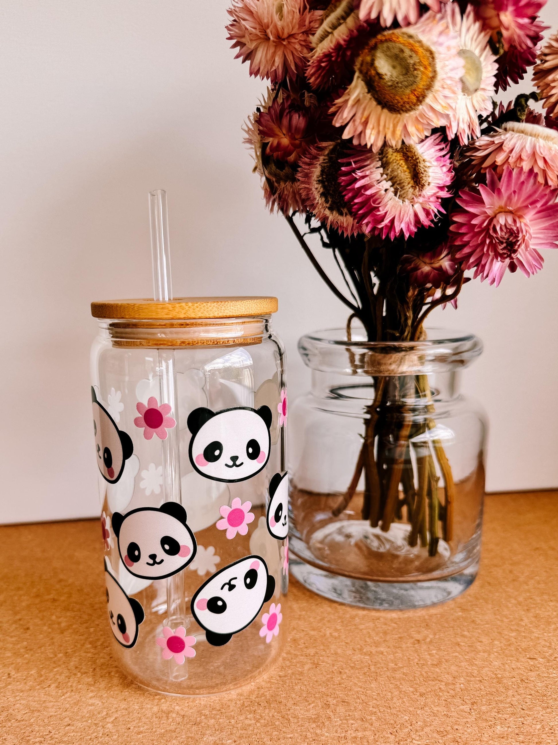 Adorable Panda Libbey glass can | Libbey cup | drinkware | gift ideas