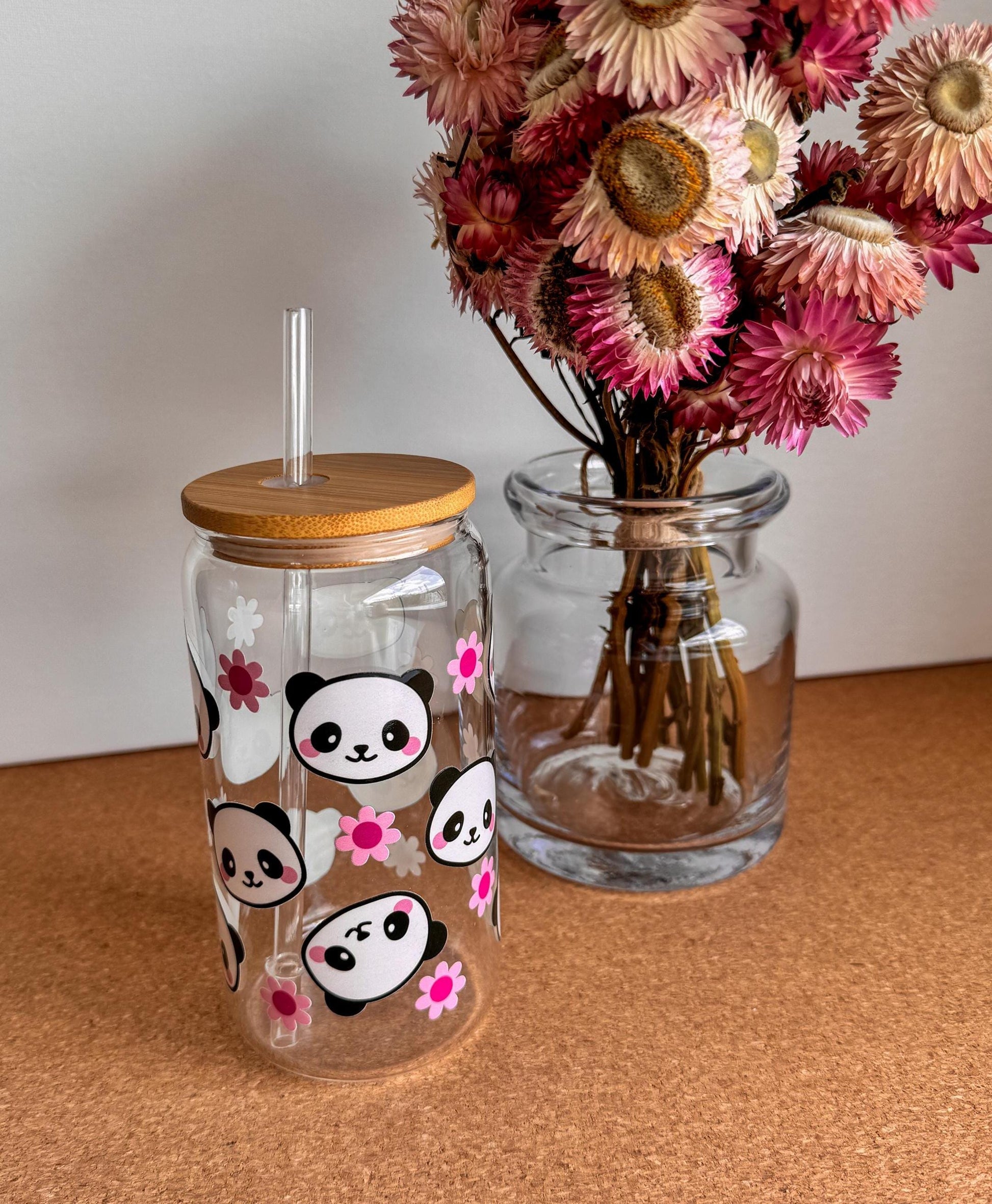 Adorable Panda Libbey glass can | Libbey cup | drinkware | gift ideas