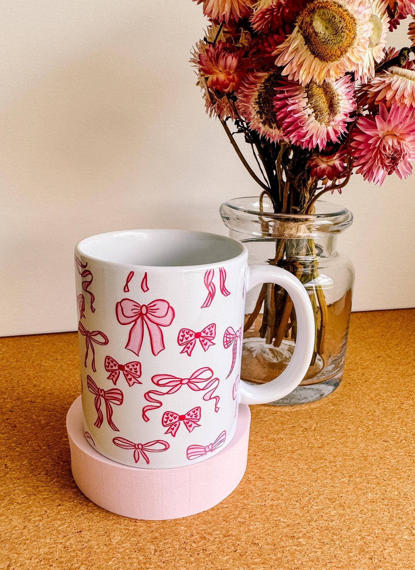 Pink Bow Mug | handprinted mug | cute ceramics | adorable ceramics | mother's day gift