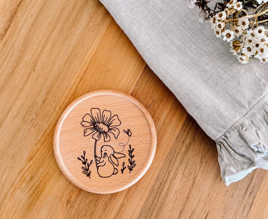 Wooden Coaster | cottagecore bunny | eco friendly | coasters | homewares