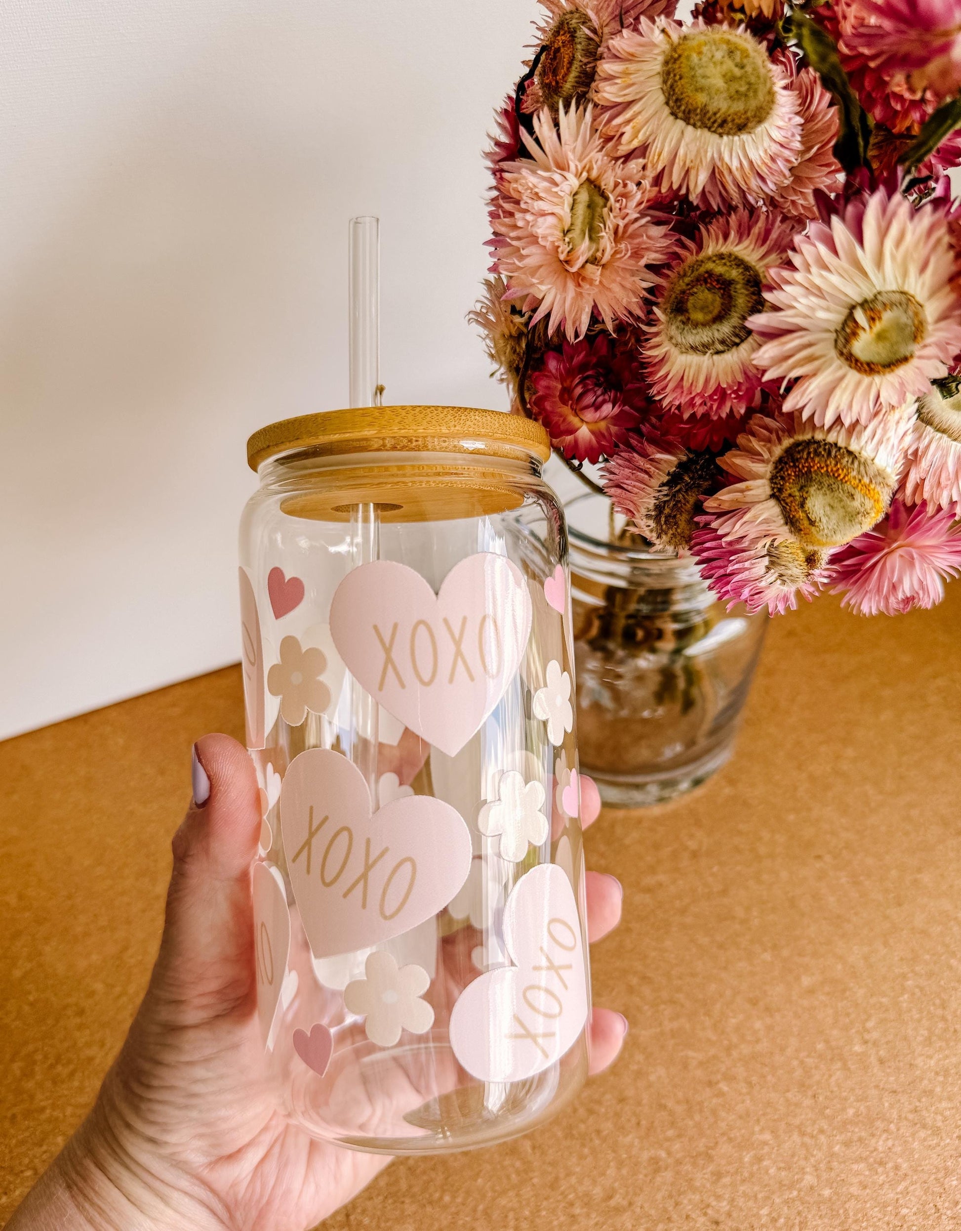 Adorable XOXO Libbey glass can | Libbey cup | drinkware | gift ideas