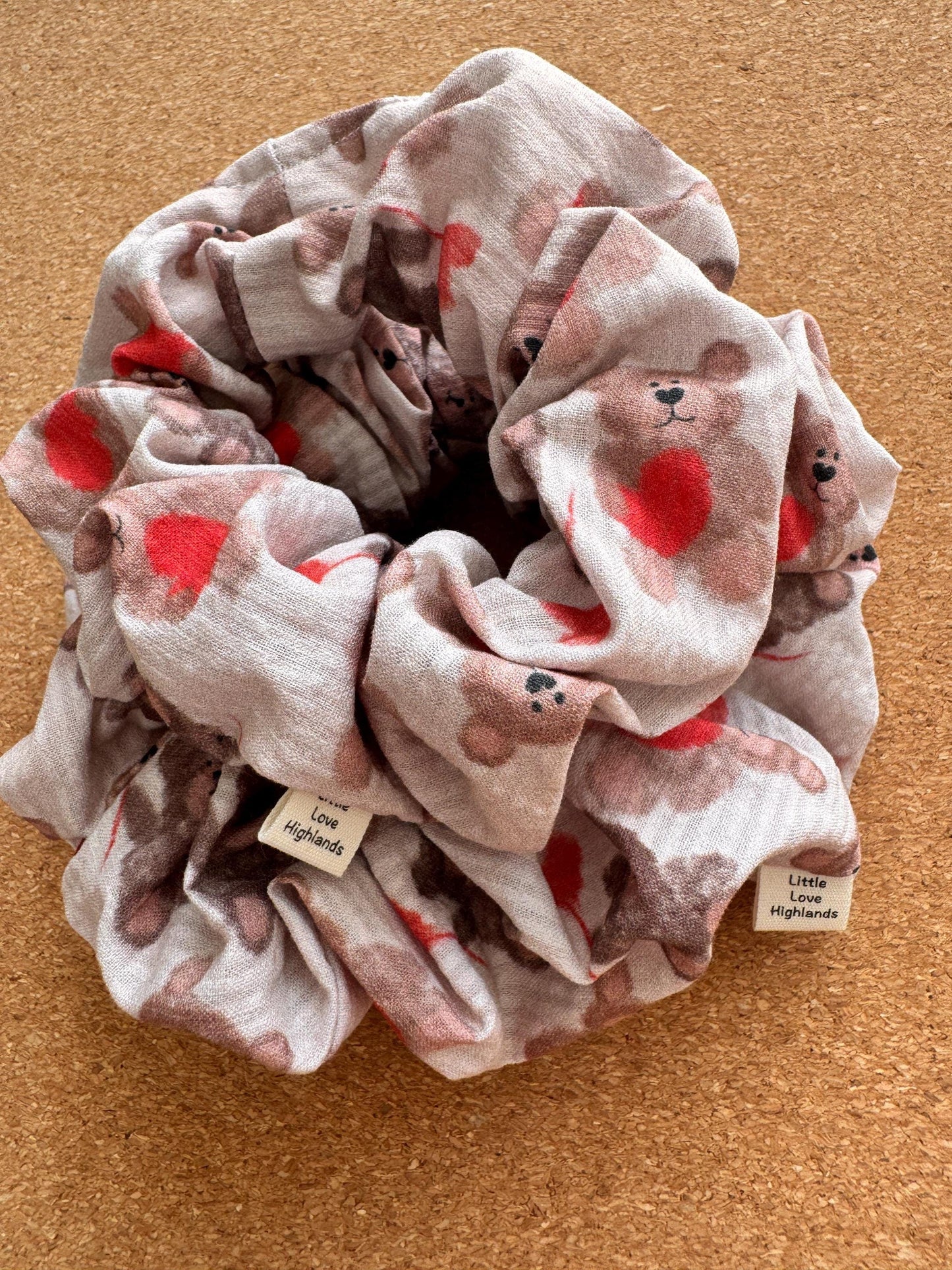 Valentine Bear Scrunchie | XL scrunchie | gift's for her | Valentines Day | XXL scrunchies